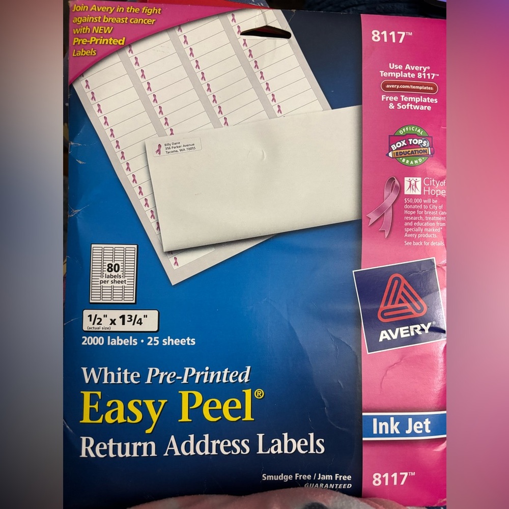 AVERY 8117 RETURN ADDRESS LABELS (new)